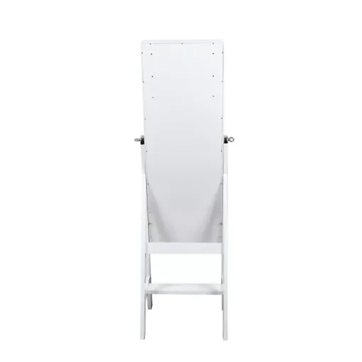 White and Silver Wood Mirror Armoire