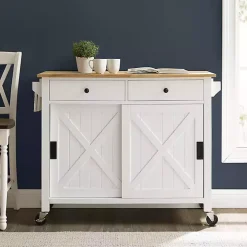 White Barn Door Kitchen Cart