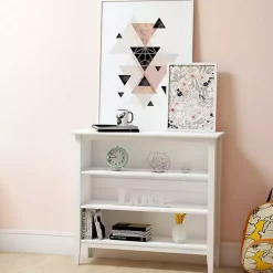 White Brazilian Pine Wood Short Bookshelf
