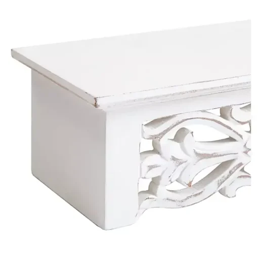 White Carved Floral Wall Shelf