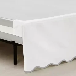 White Gray Scalloped Coastal King Bed Skirt