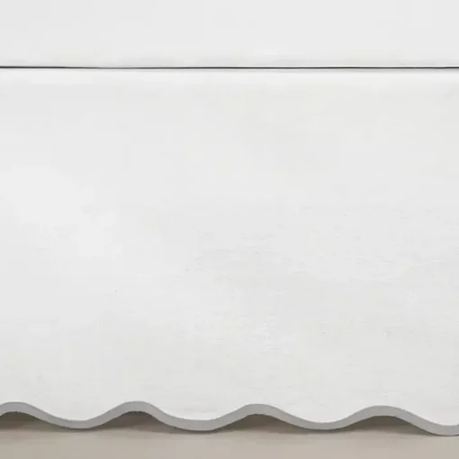 White Gray Scalloped Coastal King Bed Skirt