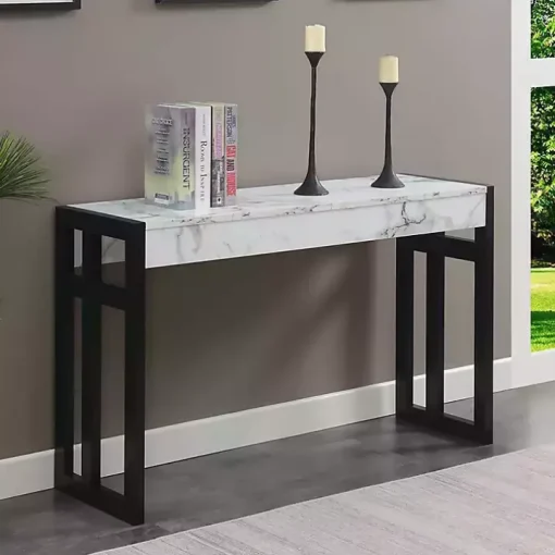 White Marble Monterey Console Table