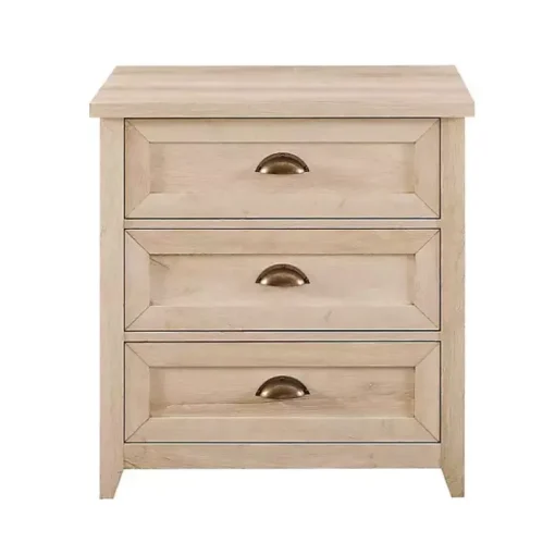 White Oak Bronze Cupped Handle Nightstand