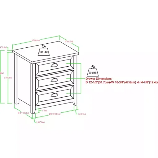 White Oak Bronze Cupped Handle Nightstand