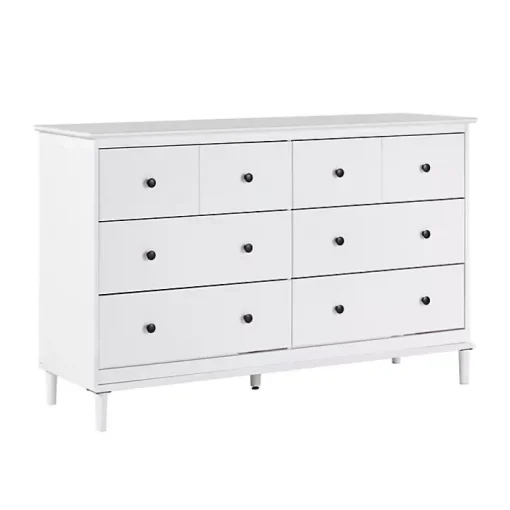 White Pine 6-Drawer Modern Dresser