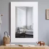 White Rectangular Beveled Wall Mirror