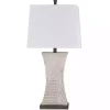 White Ribbed Concave Table Lamp
