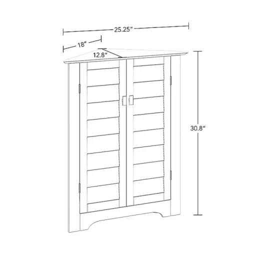 White Shutter Two Door Corner Storage Cabinet