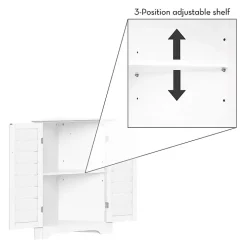 White Shutter Two Door Corner Storage Cabinet