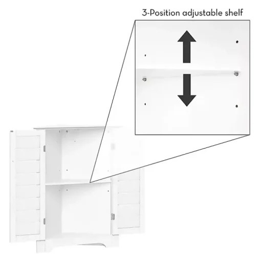 White Shutter Two Door Corner Storage Cabinet