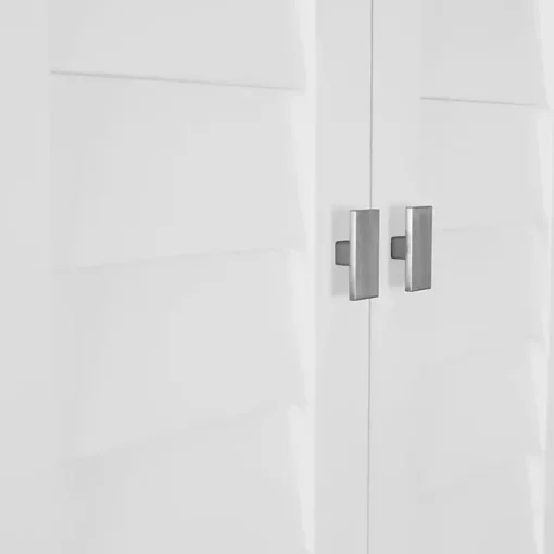White Shutter Two Door Corner Storage Cabinet