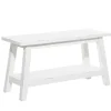 White Wood Bench with Slatted Wood Base