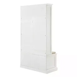 White Wood Hall Tree with Cushioned Bench