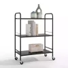 Wide Black Metal 3-Tier Storage Cart