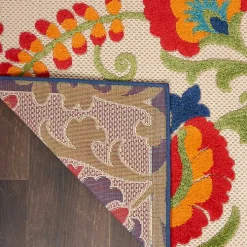 Abstract Floral Outdoor Area Rug, 7x10