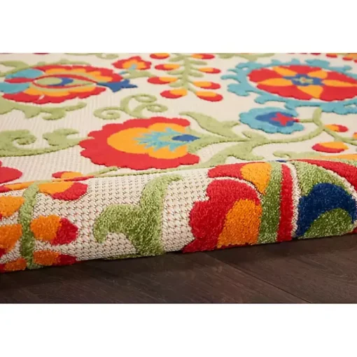 Abstract Floral Outdoor Area Rug, 7x10