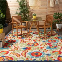 Abstract Floral Outdoor Area Rug, 7x10