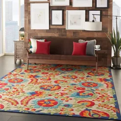 Abstract Floral Outdoor Area Rug, 7x10