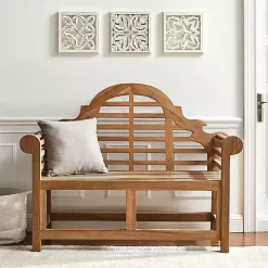 Arched Teakwood Slatted Outdoor Bench