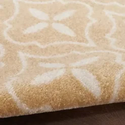 Beige & Ivory Quatrefoil Indoor/Outdoor Rug, 8x10