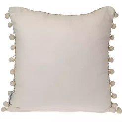 Beige Woven Pom Pom Pillow