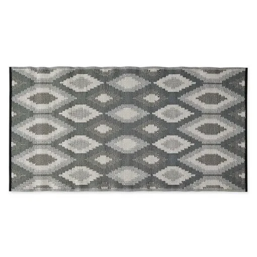 Black & Gray Diamond Stripe Outdoor Area Rug, 4x6