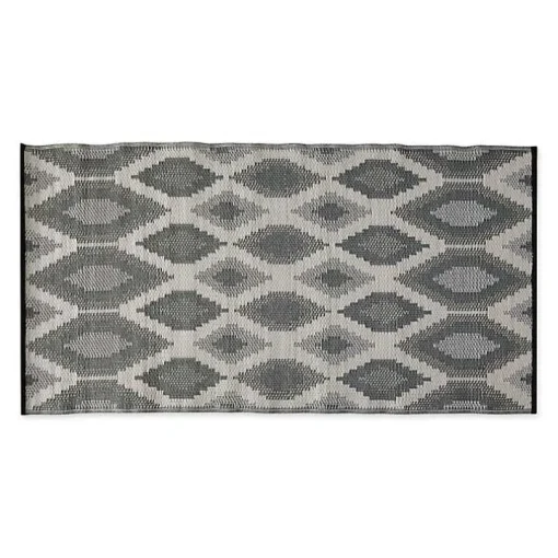 Black & Gray Diamond Stripe Outdoor Area Rug, 4x6