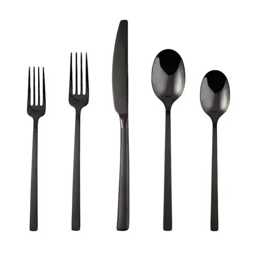 Black Mirrored Steel 20-pc. Flatware Set