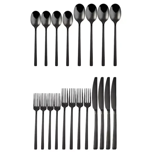 Black Mirrored Steel 20-pc. Flatware Set