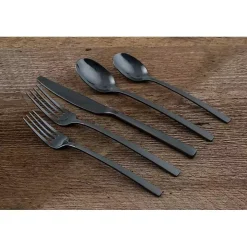 Black Mirrored Steel 20-pc. Flatware Set