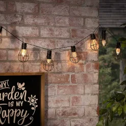 Black Wire Cage Solar Outdoor String Lights