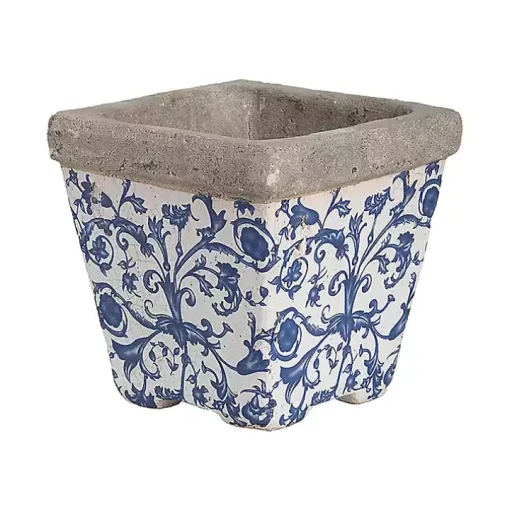Blue and White Ceramic Flower Pots, Set of 3