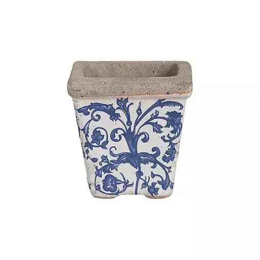 Blue and White Ceramic Flower Pots, Set of 3