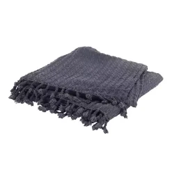Blue Cable Knit Tassel Throw