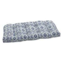 Blue Emilia Tufted Outdoor Loveseat Cushion