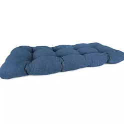 Blue French Edge Outdoor Wicker Settee Cushion