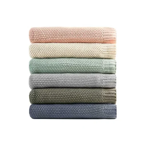 Blue Rylan Knit Throw Blanket
