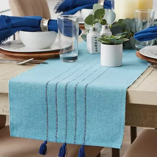 Blue Thera Stripe Table Runner