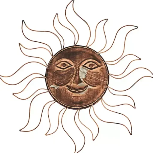 Brass Sun Metal Outdoor Wall Plaque