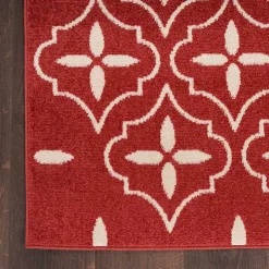 Brick & Ivory Quatrefoil Indoor/Outdoor Rug, 5x7