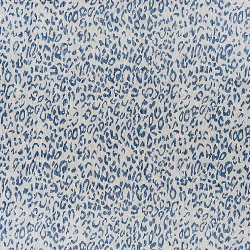 Cauli Blue Leopard Print Outdoor Rug, 7x7