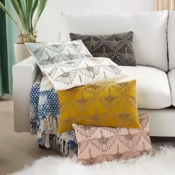 Celadon Beaded Floral Motif Lumbar Pillow