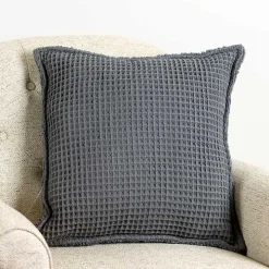 Charcoal Cozy Waffle Pillow