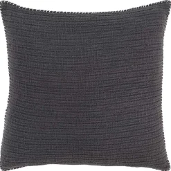 Charcoal Gray Subtle Striped Oversized Pillow