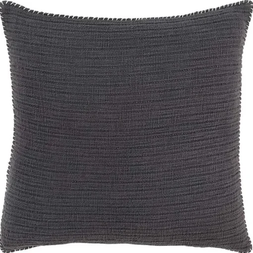 Charcoal Gray Subtle Striped Oversized Pillow
