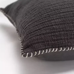 Charcoal Gray Subtle Striped Oversized Pillow