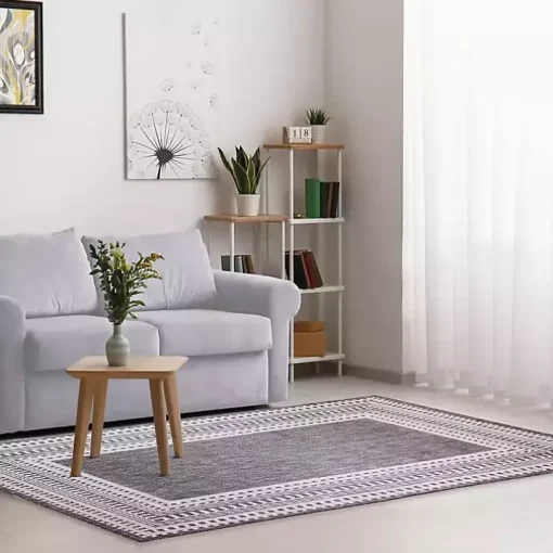 Charcoal Linear Macy Indoor/Outdoor Area Rug, 4x7