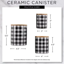 Charcoal Tile 3-pc. Bamboo Lid Jar Set