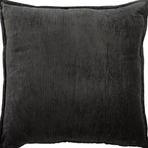 Charcoal Velvet Corduroy Flange Throw Pillow